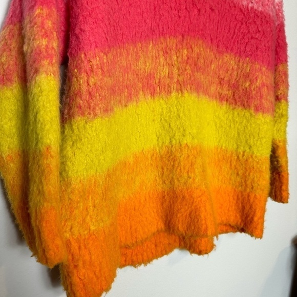 Anthropologie Simone Striped Wool Blend Fuzzy Knit Pullover Sweater XS Rainbow - Picture 8 of 12